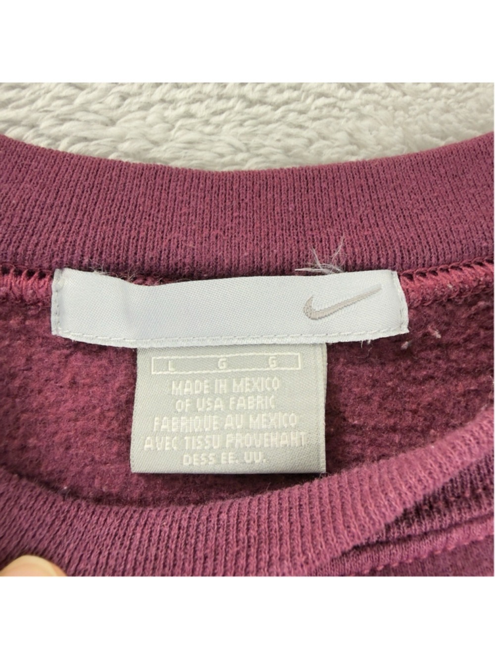 Vintage Nike Men's Size Large Reworked Maroon/Blk Retro Fleece Crewneck Sweater - Picture 2 of 11